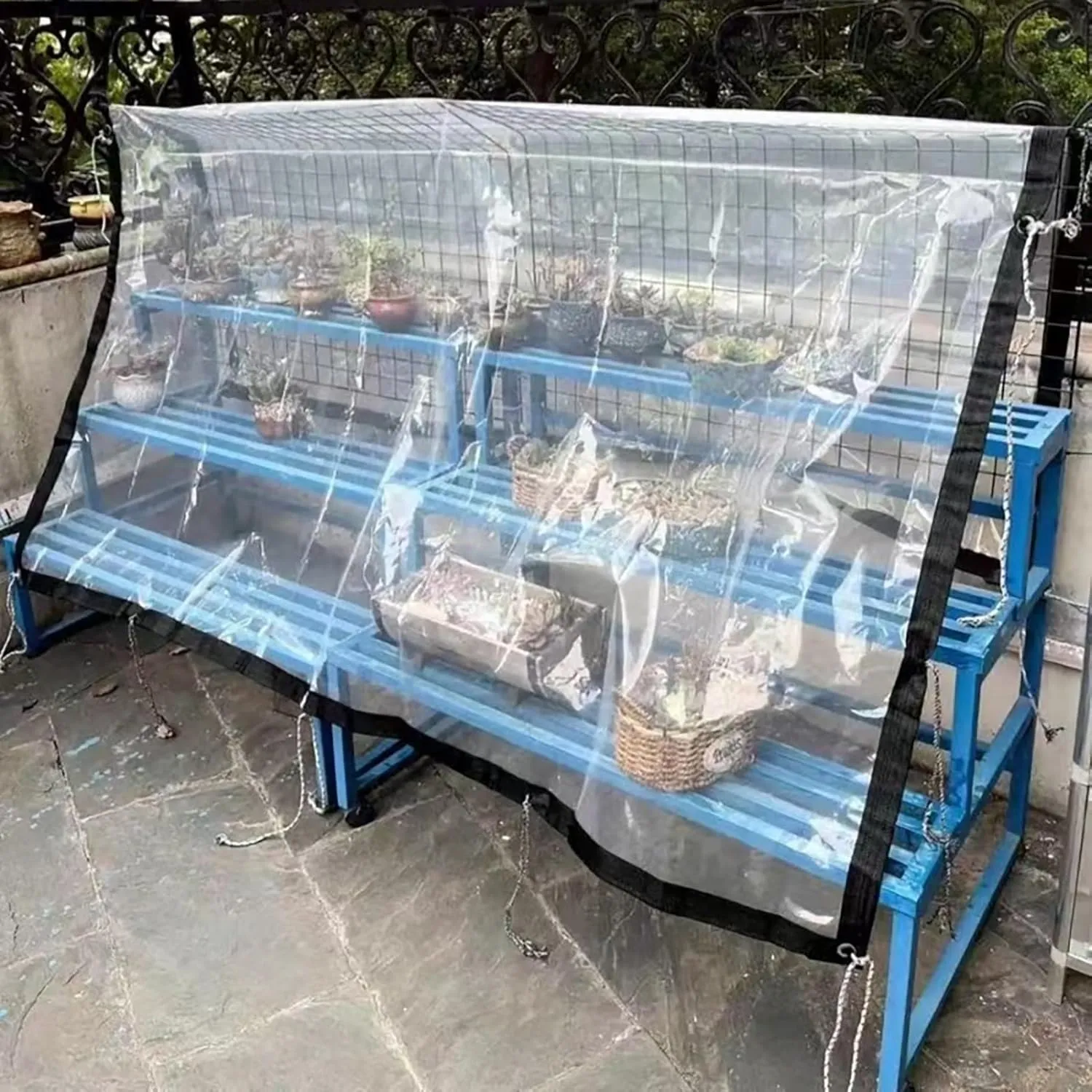 Transparent Waterproof Tarpaulin,2 * 3m 3 * 5m 5 * 8m 8 * 10m Windproof Clear Plastic Tarps,for Patio Pergola Garden Canopy,Clear Greenhouse Heavy Duty Tarp(20x26 ft(6x8m))