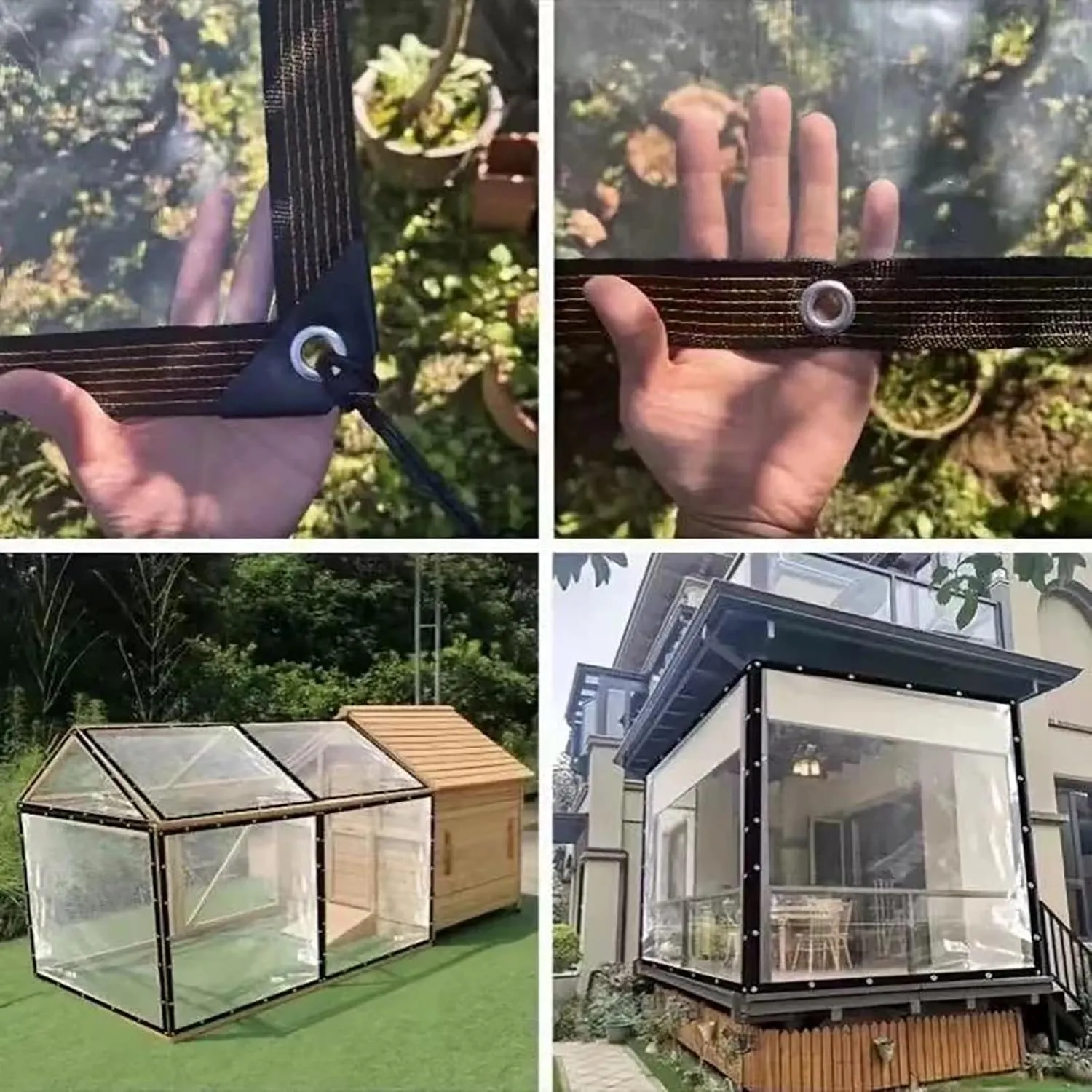 Transparent Waterproof Tarpaulin,for Garden Plant, Outdoor Furniture, Chicken Coop, Patio,Clear Greenhouse Heavy Duty Tarp,Super Clear Tarps(7x13 ft(2x4m))