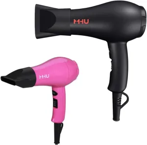 Travel Mini Hair Dryer Ceramic Ionic 1000 Watts Blow Dryer for RV Lightweight 2 Speed Settings with a Concentrator, Black