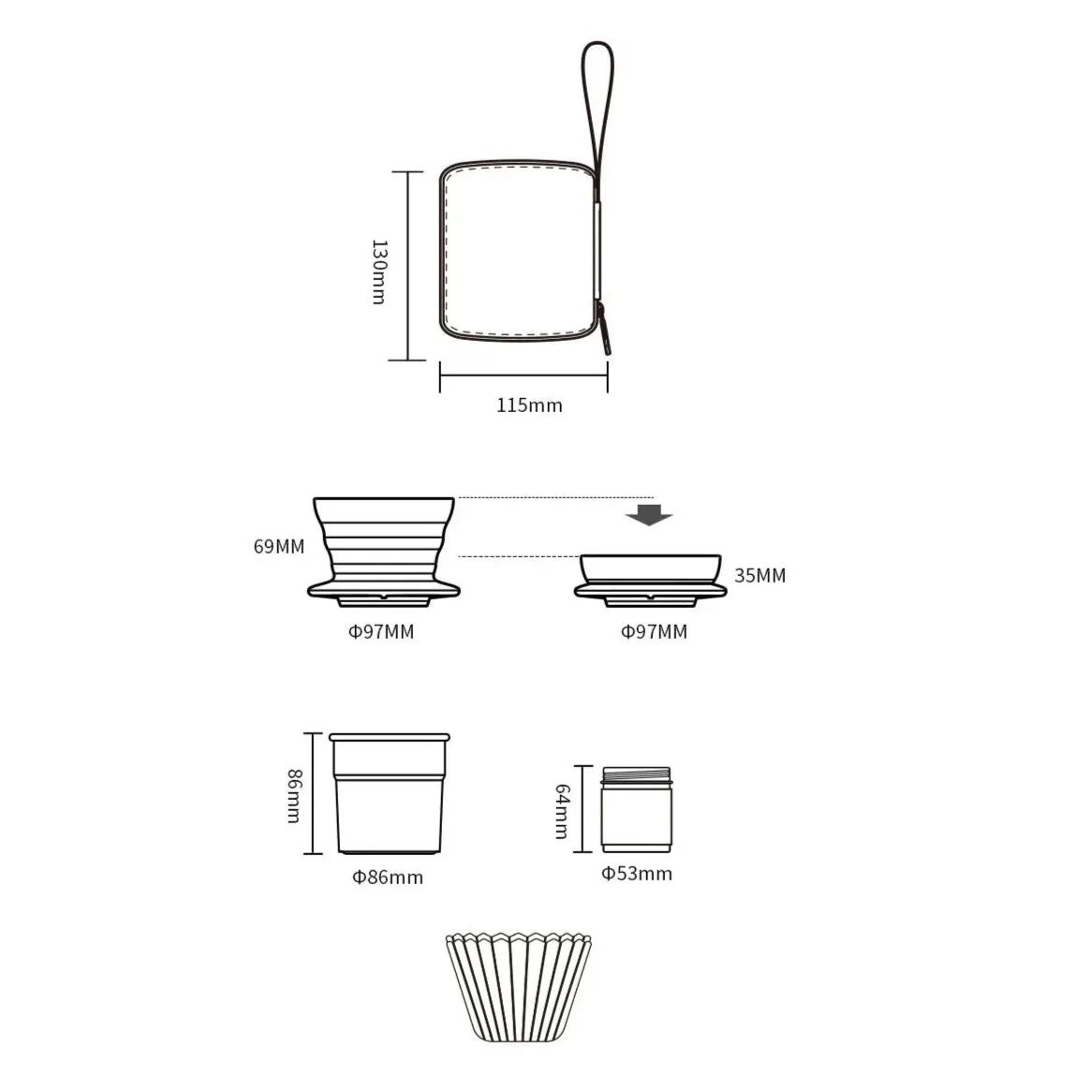 Travelling Hand Brewed Coffee Set – Camping Silicone Filter & Cup