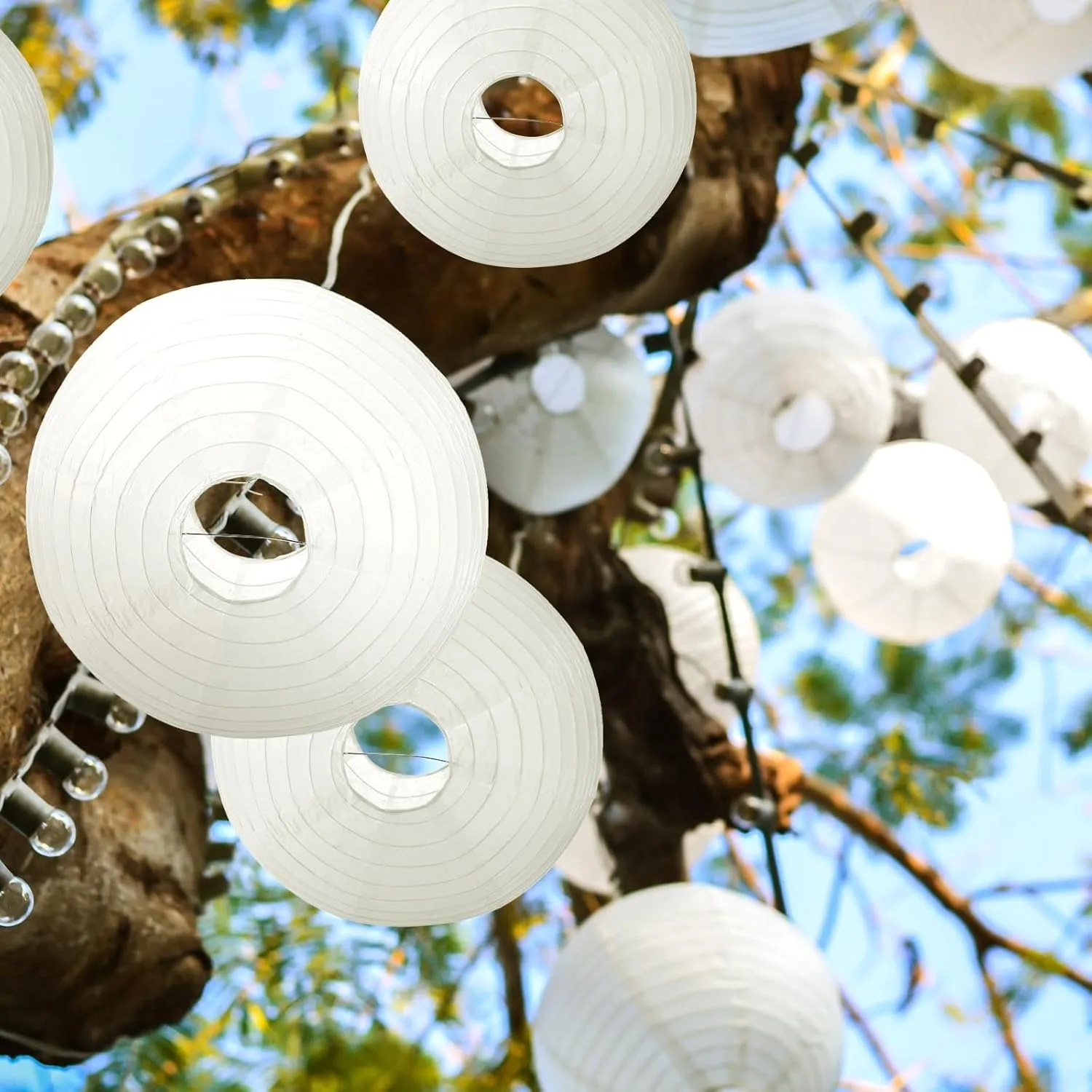 Treela 30 Pack White Chinese Japanese Paper Lanterns Decorative Hanging Ball Round Paper Lantern Lamps for Wedding Birthday Party Home Decorations(12 Inch)