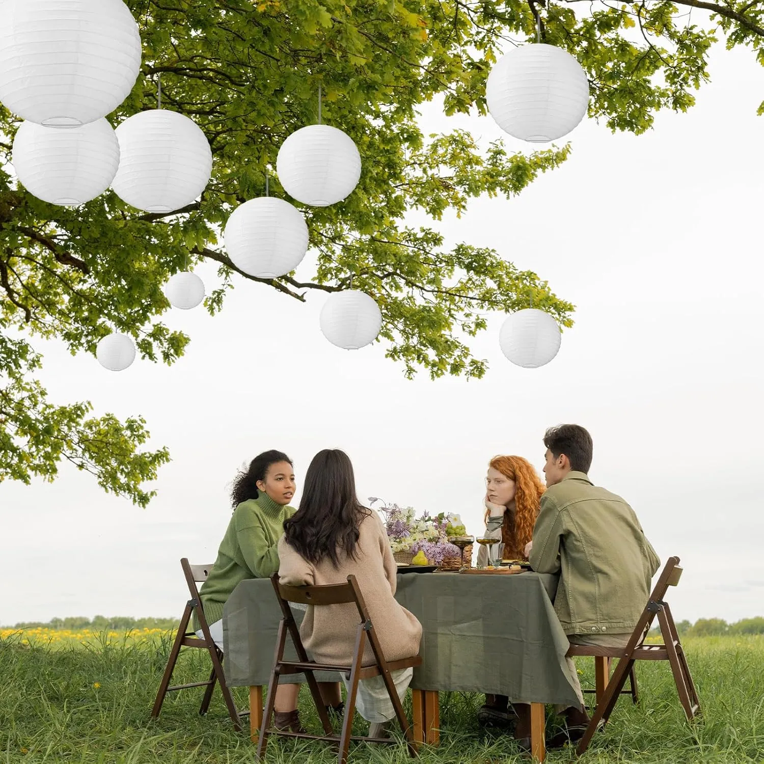 Treela 30 Pack White Chinese Japanese Paper Lanterns Decorative Hanging Ball Round Paper Lantern Lamps for Wedding Birthday Party Home Decorations(12 Inch)