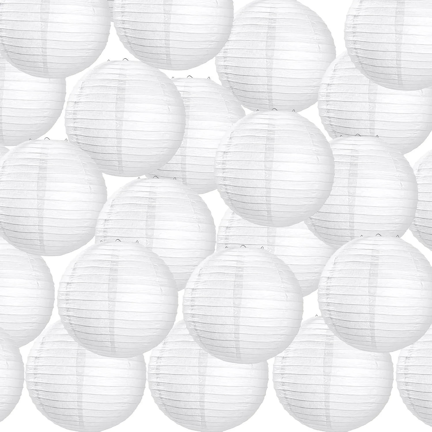 Treela 30 Pack White Chinese Japanese Paper Lanterns Decorative Hanging Ball Round Paper Lantern Lamps for Wedding Birthday Party Home Decorations(12 Inch)