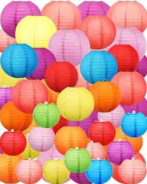 Treela 80 Pcs Paper Lanterns Chinese Japanese Paper Lanterns Classroom Party Decorations Ceiling Hanging Decor for Home Wedding Graduation Party(4'', 6'', 8'', 10'',Multicolor)