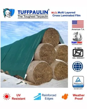 TUFFPAULIN 40FT X 40FT 150 GSM GREEN HAY COVERS HEAVY DUTY TARPAULIN- TIRPAL