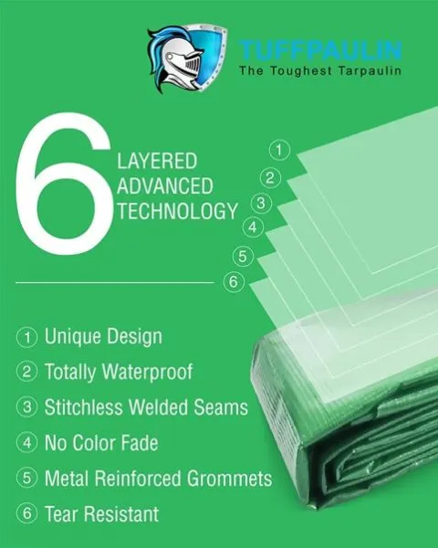 TUFFPAULIN 50FT X 50FT 150 GSM GREEN TARPAULIN -TIRPAL