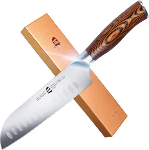 TUO Santoku Knife - 7 inch Kitchen Knife Japanese Chef Knife, High Carbon Stainless Steel Chef Knife, Ergonomic Pakkawood Handle, Gift Box - Fiery Phoenix Series