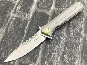 Twosun TS121-M390-Gray Folding Knife M390 Blade Titanium Handle Outdoor Camping Pocket Knife