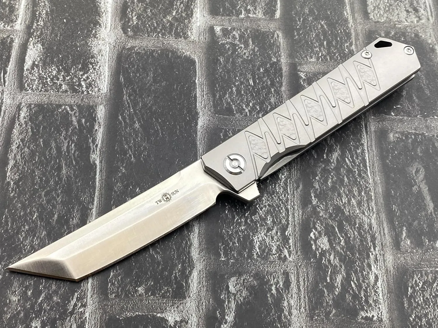 TwoSun TS20-YJ01-V1-Ripple Folding Knife YJ01-V1 Blade Titanium Handle Outdoor Pocket Knife