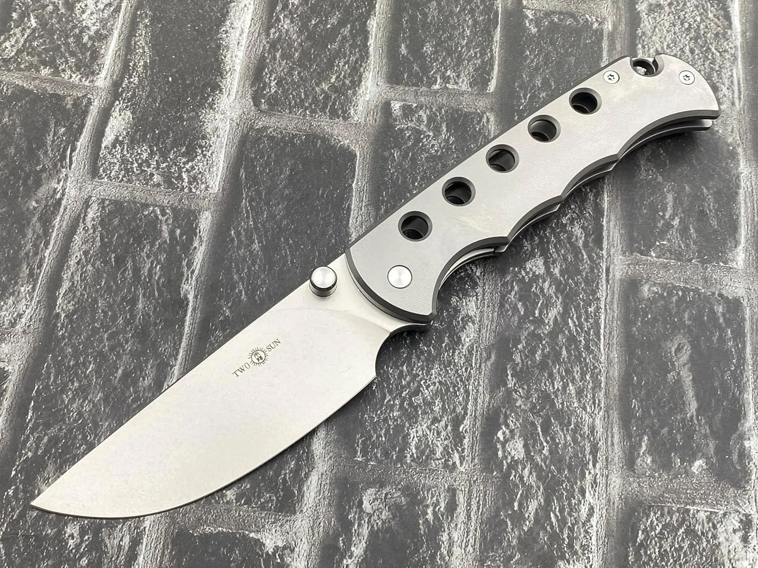 Twosun TS574-K110 Big Folding Knife K110 Blade TC4 Titanium Handle Plain Edge Pocket Knife