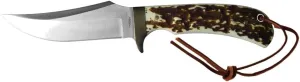 Uncle Henry Elk Horn 8.5in High Carbon S.S. Full Tang Fixed Blade Knife with a 4.25in Blade and Staglon Handle for Outdoor Survival, Camping and Hunting