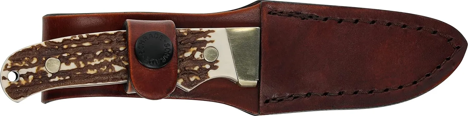 Uncle Henry PH2N Next Gen Mini Pro Hunter 6.75in High Carbon S.S. Full Tang Fixed Blade Knife with a 2.8in Blade and Staglon Handle for Outdoor Survival, Camping and Hunting, White/Brown