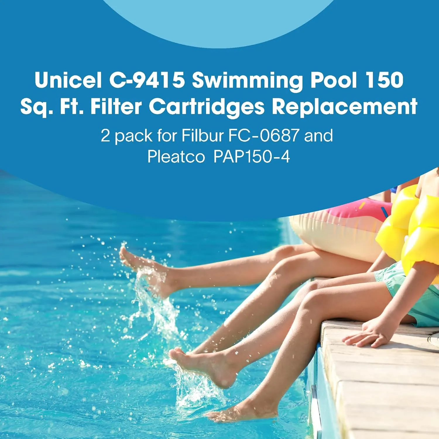 Unicel C-9415 150 Square Foot Media Replacement Pool Filter Cartridge with 175 Pleats, Compatible w/Pentair, American, Pac Fab, & Sta-Rite (2 Pack)