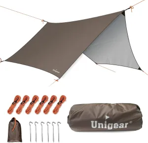 Unigear Hexagon Hammock Rain Fly,15x14FT/12x10FT Multifunctional Waterproof Camping Tarp,Lightweight and Compact Tent Tarp for Backpacking, Hiking, Traveling