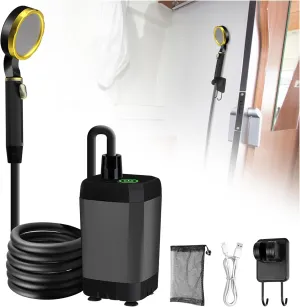 Upgrade Portable Shower for Camping, 9000mAh Rechargeable Camping Shower with Intelligent LED Display, Multifunctional Handheld Filter Shower Head for Camping, Hiking, Pet Bathing