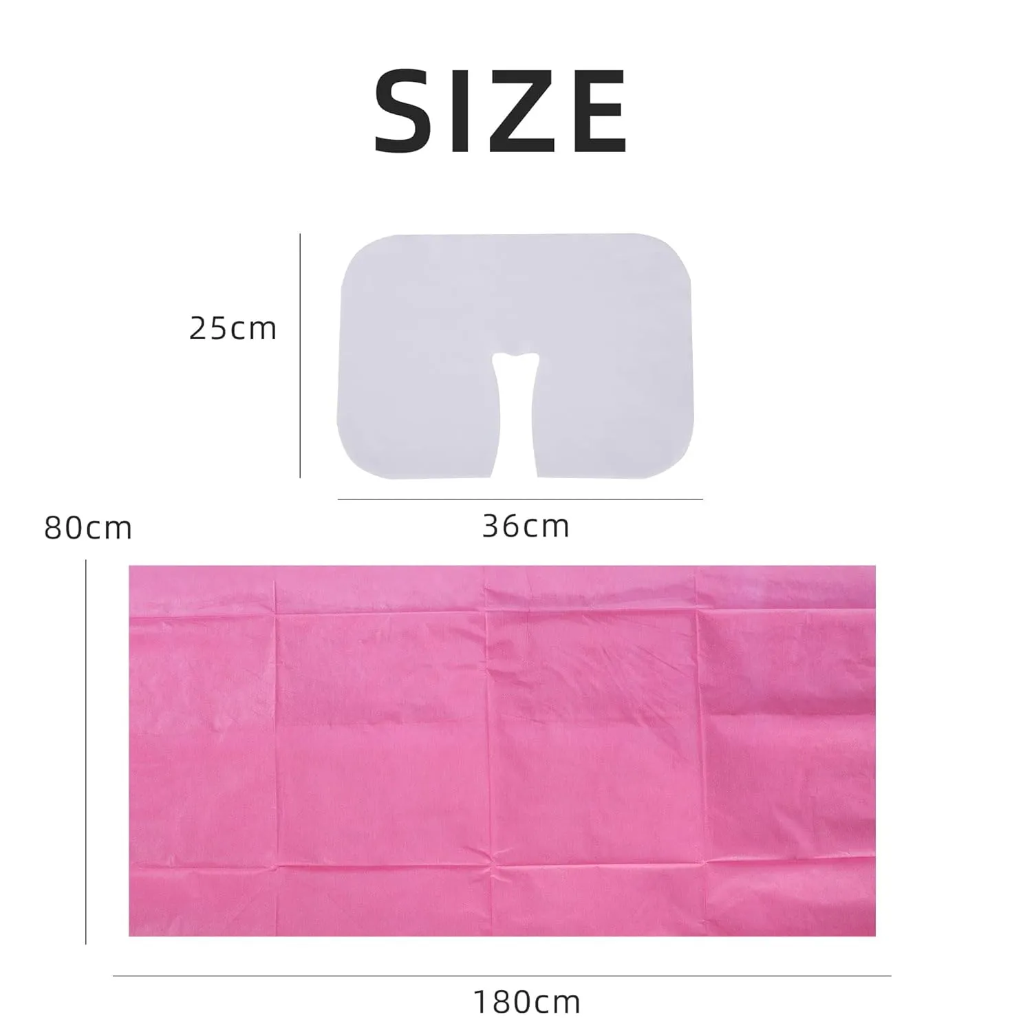 Uralili 200 Pieces Disposable Non Woven Massage Table Sheets Set Include 100 Pieces 31x71 Inches Soft Massage Bed Sheet & 11x14 Inches Face Cradle Covers For Massage Beauty Salon -Pink