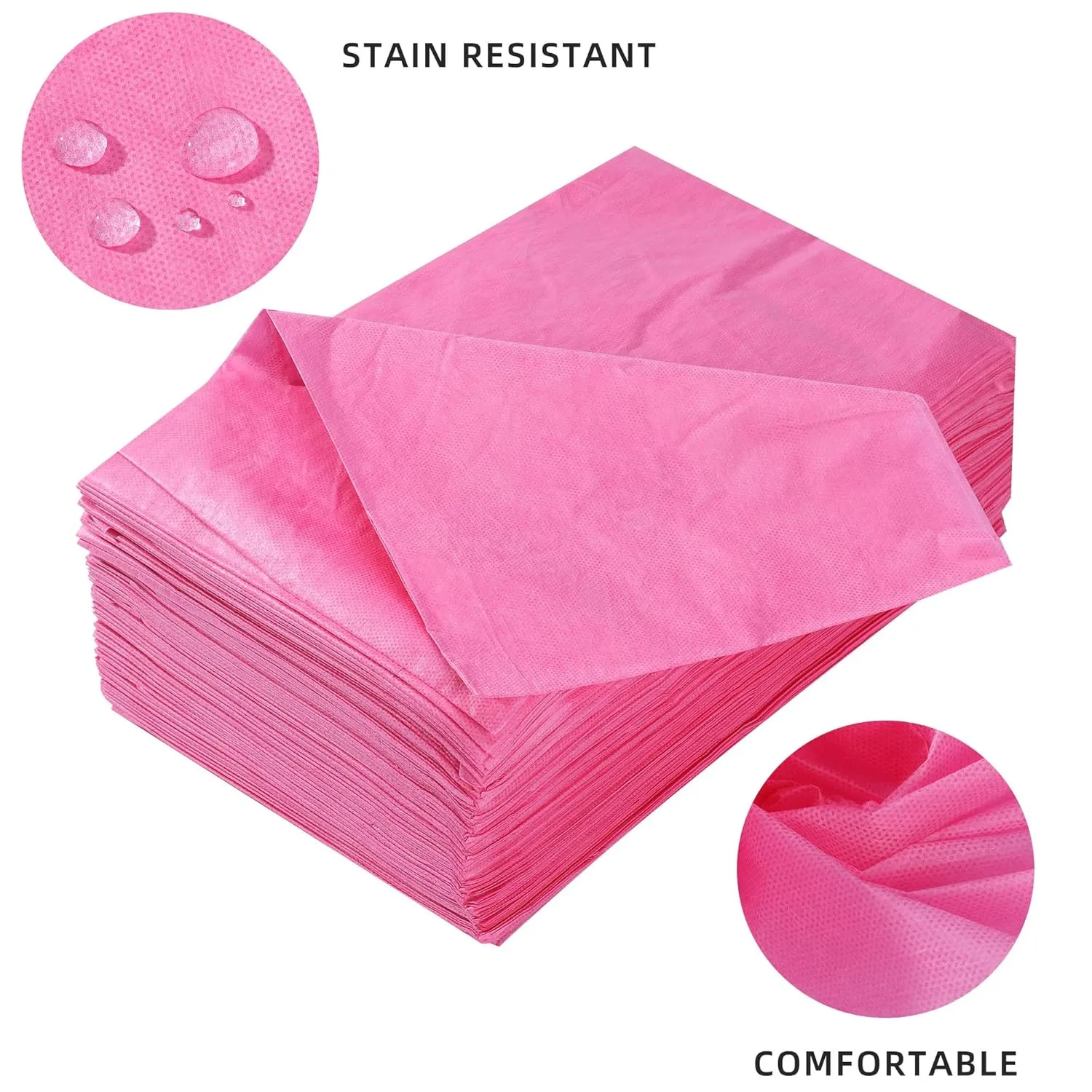 Uralili 200 Pieces Disposable Non Woven Massage Table Sheets Set Include 100 Pieces 31x71 Inches Soft Massage Bed Sheet & 11x14 Inches Face Cradle Covers For Massage Beauty Salon -Pink