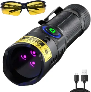 UV Flashlight Black Light 365nm, Mini Powerful 3xLED Ultraviolet Blacklight Rechargeable Woods Lamp, Handheld Pet Urine Detector for Dog/Cat Urine, Stains, Resin Curing, Rocks Finder