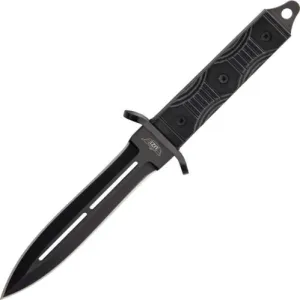 Uzi Stealth Commander I 10 7/8" 5 3/4" Black Coated Stainless D Knife UZKFXB003