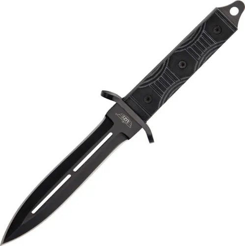 Uzi Stealth Commander I 10 7/8" 5 3/4" Black Coated Stainless D Knife UZKFXB003
