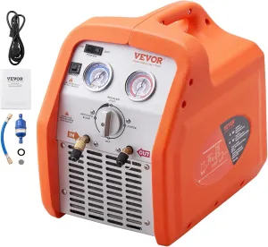 VEVOR Portable 3/4 HP Refrigerant Recovery Machine, AC Recovery Machine for Liquid Vapor Refrigerant, Self-Cleaning Recovery Machines HVAC for Automotive Air Conditioning (120V 60Hz)