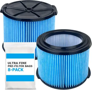 VF3500 Shop Vac Filters Compatible with Ridgid 3-4.5 Gallon Wet/Dry Vacuum, 3-Layer Fine Dust Filter, 2 Pack