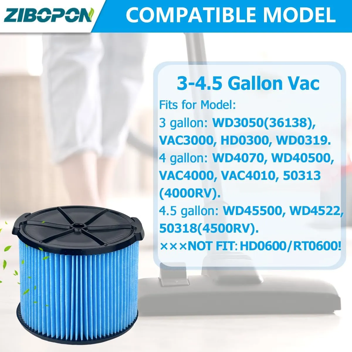 VF3500 Shop Vac Filters Compatible with Ridgid 3-4.5 Gallon Wet/Dry Vacuum, 3-Layer Fine Dust Filter, 2 Pack