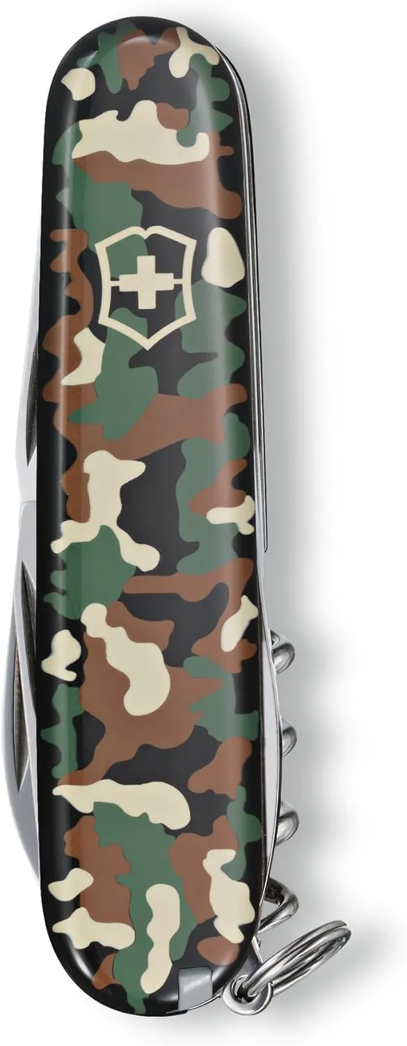 Victorinox Spartan Swiss Army Knife, 12 Functions, Swiss Made Pocket Knife with Corkscrew, Can Opener and Screwdriver - Camouflage
