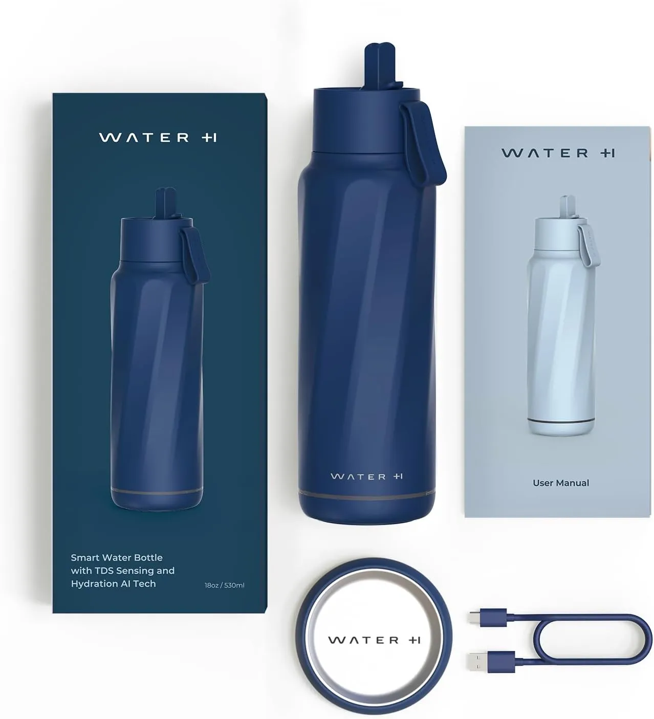 Vita Smart Water Bottle with Reminder to Drink Water, BPA-Free Vacuum Insulated Water Bottles with Straw, Bluetooth Intake Water Tracking Bottle, Ideal for Gift (18 oz)