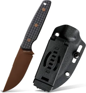 Vosteed Mink EDC Fixed Blade Knife - 3.33” 14C28N Blade with Sheath, Clip Point, Black Micarta Handle - Great Knives for Camping Hiking - D0106
