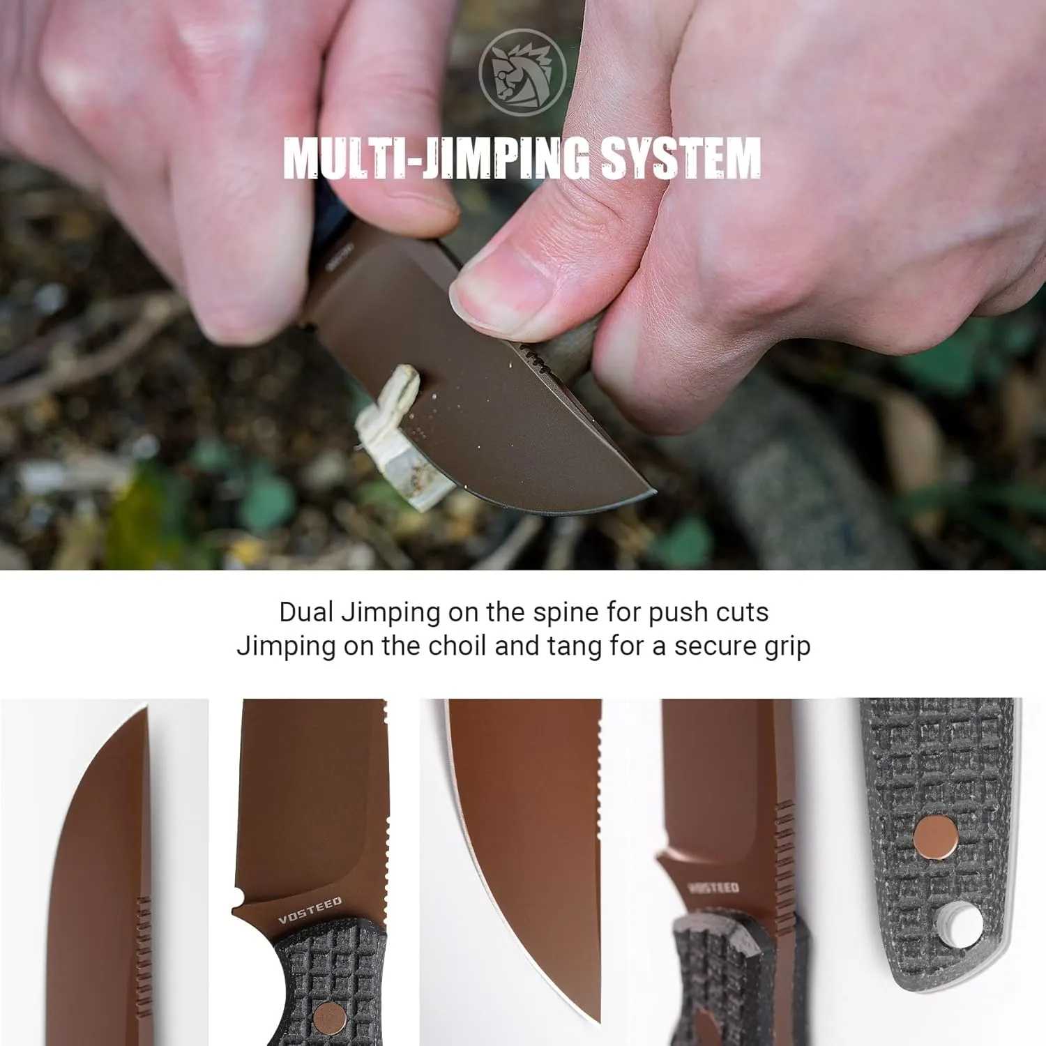 Vosteed Mink EDC Fixed Blade Knife - 3.33” 14C28N Blade with Sheath, Clip Point, Black Micarta Handle - Great Knives for Camping Hiking - D0106