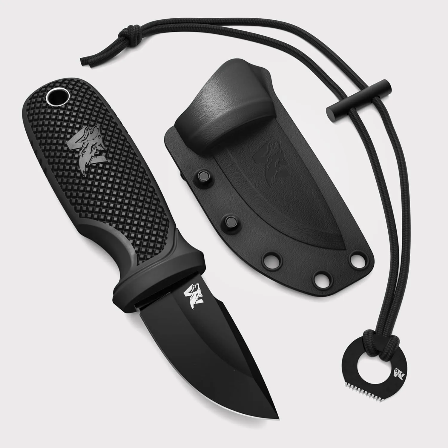 W-MINI - EDC Neck Knife with Sheath and Necklace - Small EDC Fixed Blade Knife Necklace and Belt Clip - Pocket Fixed Blade Knives - Full Tang Neck Knife with Sheath Tactical and Fire Starter