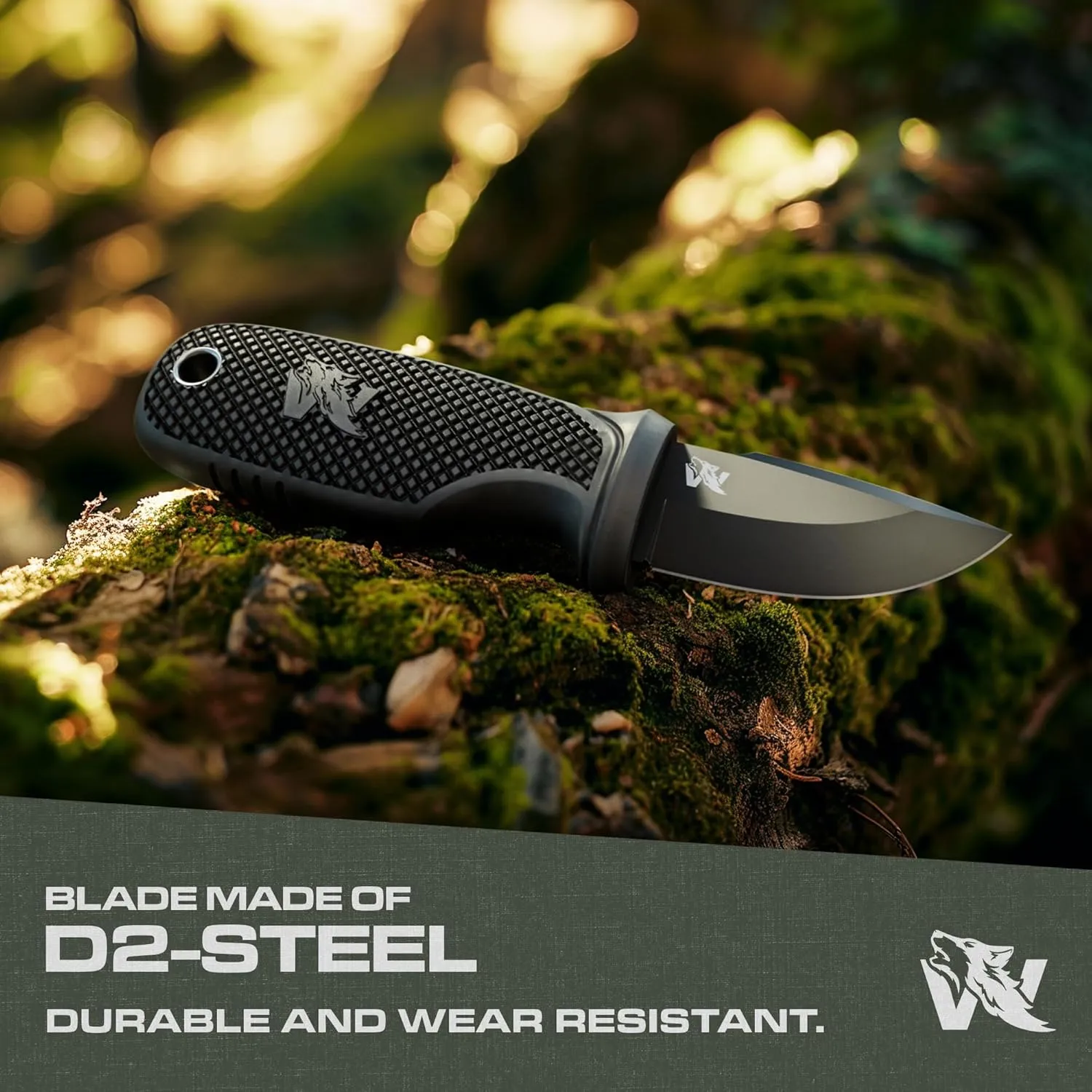 W-MINI - EDC Neck Knife with Sheath and Necklace - Small EDC Fixed Blade Knife Necklace and Belt Clip - Pocket Fixed Blade Knives - Full Tang Neck Knife with Sheath Tactical and Fire Starter
