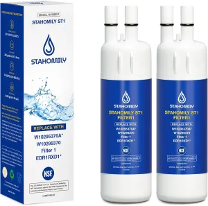 W10295370A water filter replacement for Whirlpool EDR1RXD1, Everydrop Filter 1, W10295370, WHR1RXD1, KAD1RXD1, P4RFWB, P8RFWB2L, Compatible with Kenmore 46-9930, 46-9081，Pack of 2