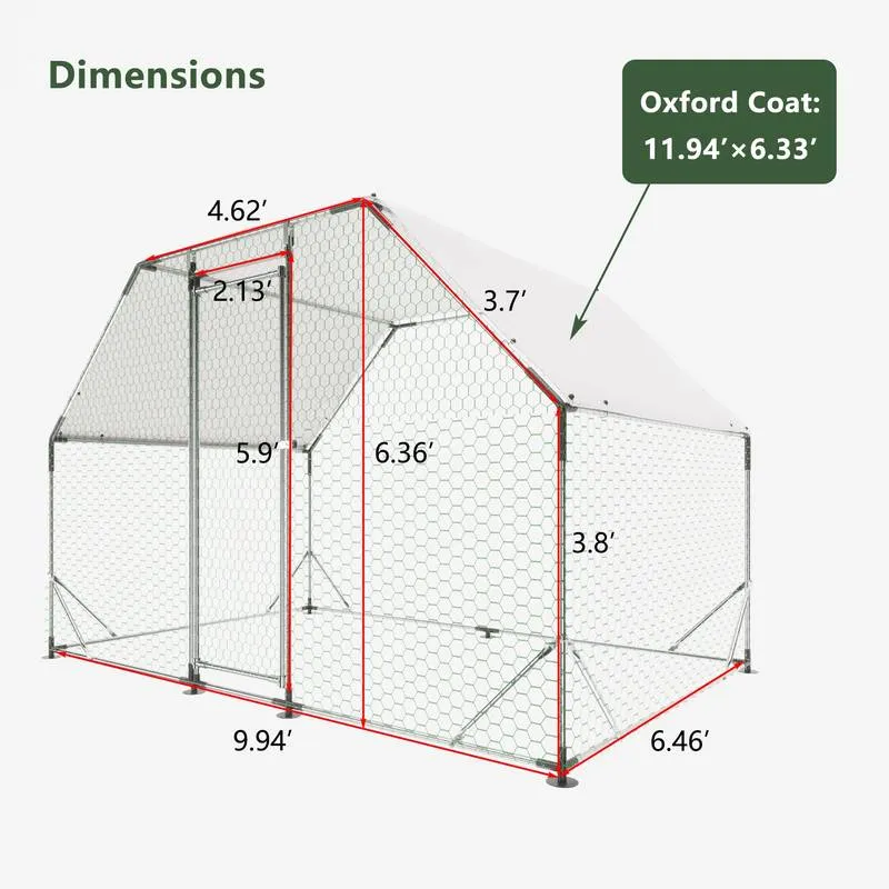 Walk-In Chicken Coop with Waterproof Cover