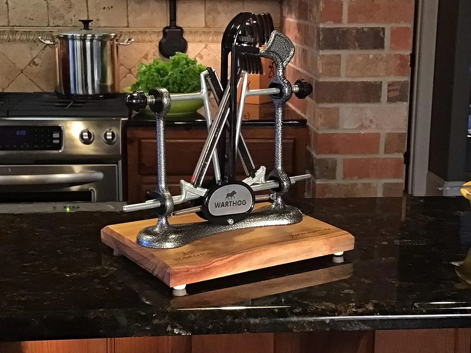 Warthog V-Sharp Elite Knife Sharpeners with Deluxe Wooden Base, 325 Grit Diamond Rods with Adjustable Angles, Professional Knife Sharpener System, Metal Frame Construction, Aqua Sky