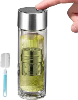 Water Bottle with Filter - Portable Tea Infuser 400ml,High Temperature Resistant Drinkware with Magnetic Lid Double-Layer Water Cup for Gym Sports Hydration Car Workplace Picnic Home Drinking School