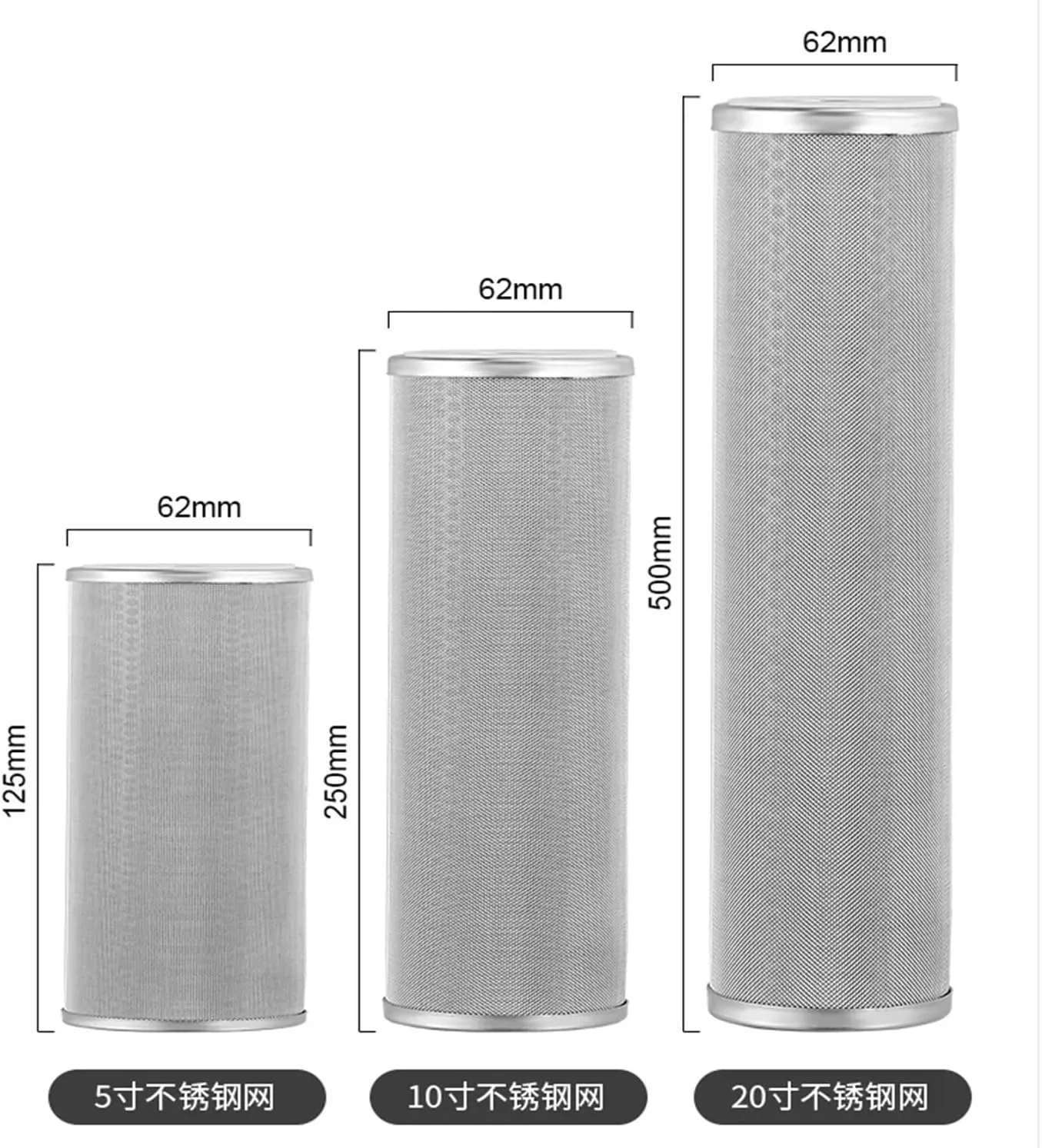 Water Purification Filter 10 inch 200 mesh 304 Stainless Steel Filter 120 Front Filter Ultra-fine Filter Element 400 mesh 800（1pcs）(270um)