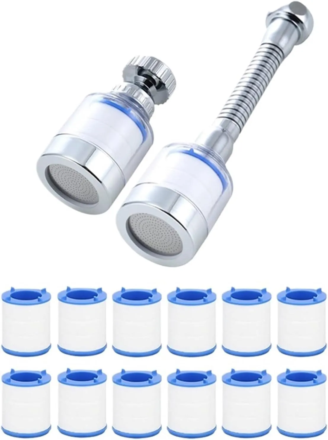 Water Purification Filter Swivel Faucet Water Filter Remove Chlorine Heavy Metals Filtered Showers Head Soften for Hard Water Bath Filtration Purifier(10pcs Filter)
