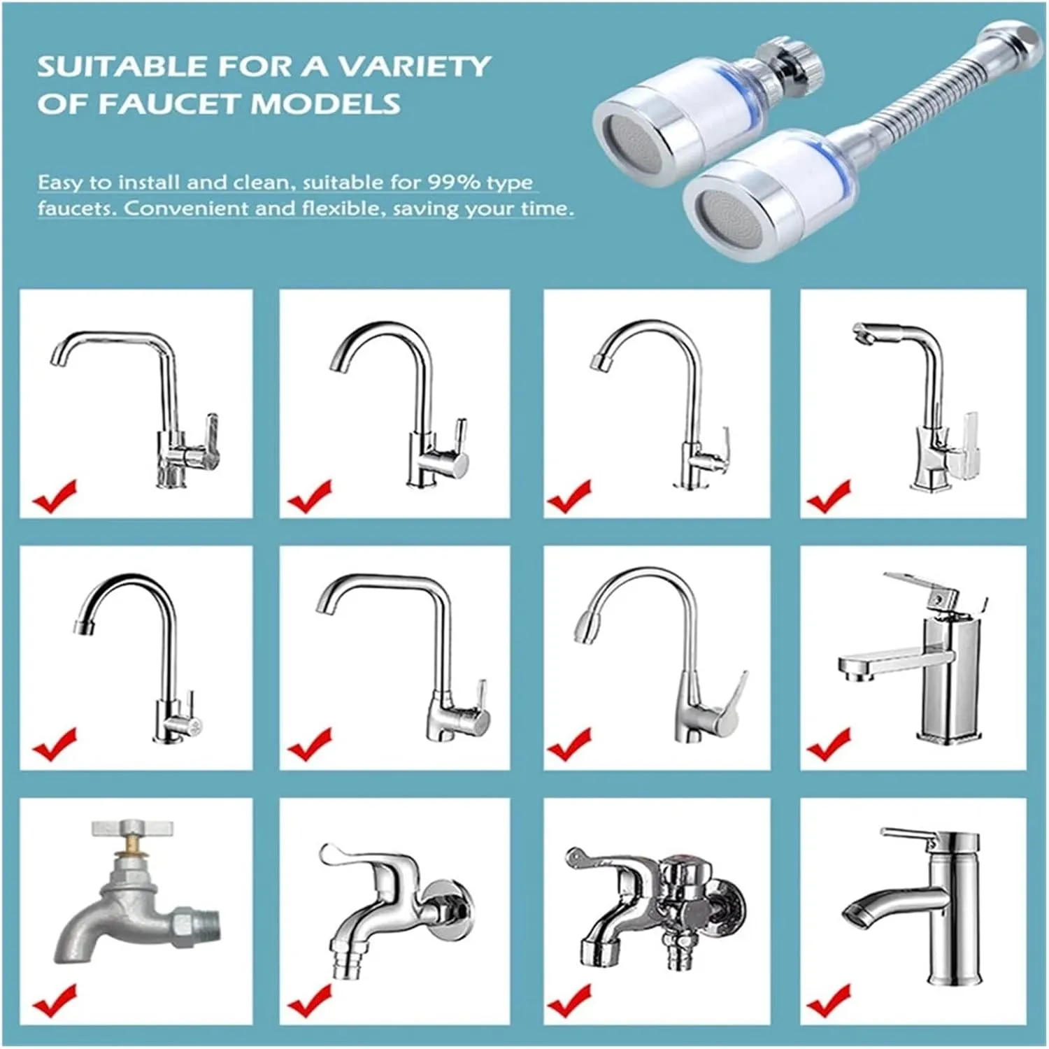 Water Purification Filter Swivel Faucet Water Filter Remove Chlorine Heavy Metals Filtered Showers Head Soften for Hard Water Bath Filtration Purifier(10pcs Filter)