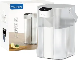 Waterdrop Electric Water Filter Pitcher, Rechargeable Water Dispenser, Instant 15-Cup Countertop Purifier, NSF/ANSI 401&53&42&372, Reduce PFAS, Lead, Chlorine, White, with 1 Filter, Does not Lower TDS