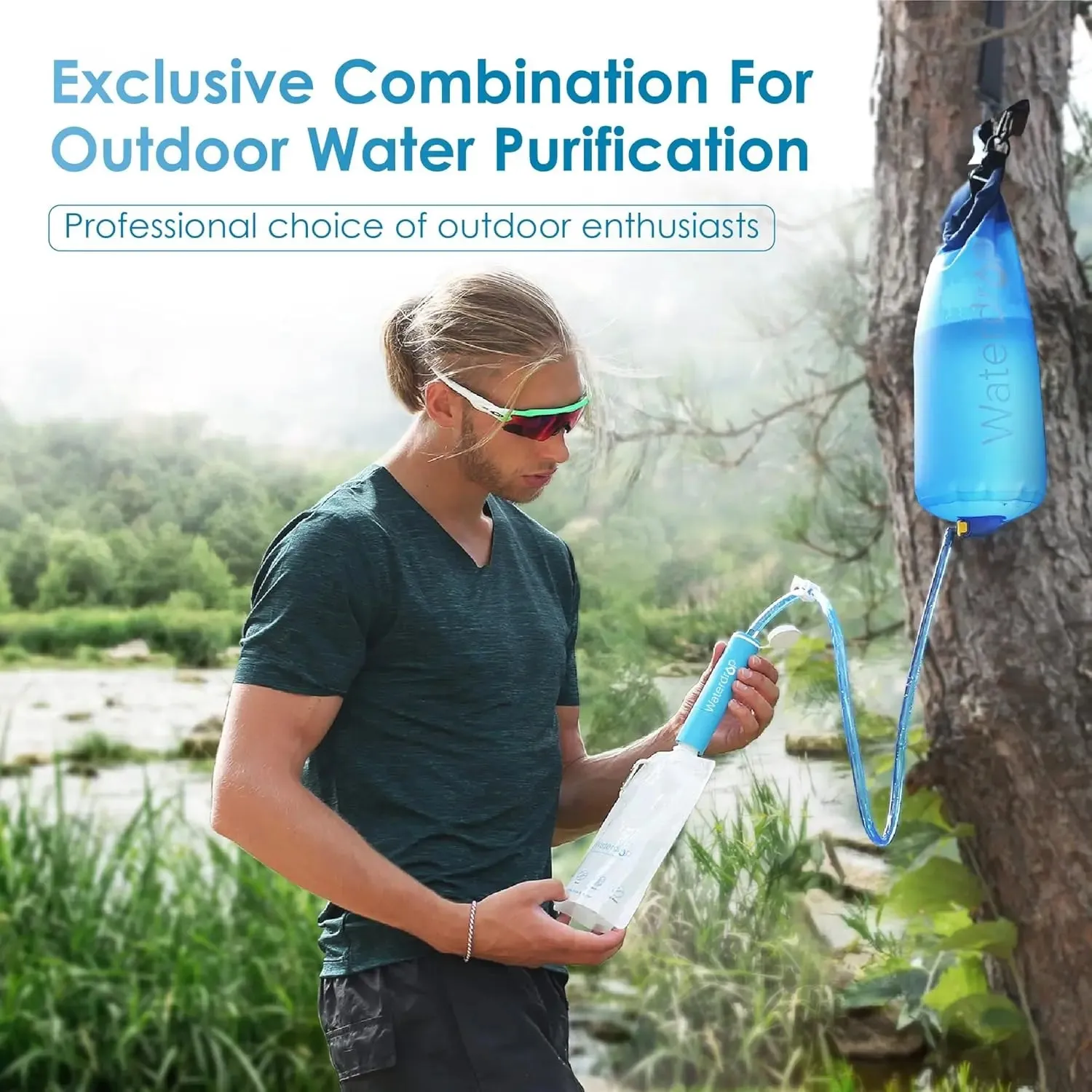 Waterdrop Gravity Water Filter Straw – Portable Camping Water Purifier for Survival & Travelca