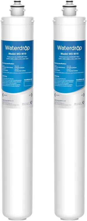 Waterdrop I2000 2 Under Sink Water Filter, 26K Gallons, Replacement Cartridge for Everpure i2000, MC2, ESO7, MH2, EV9612-22, EV9612-56, EV9607-25, EV9613-21, Pack of 2