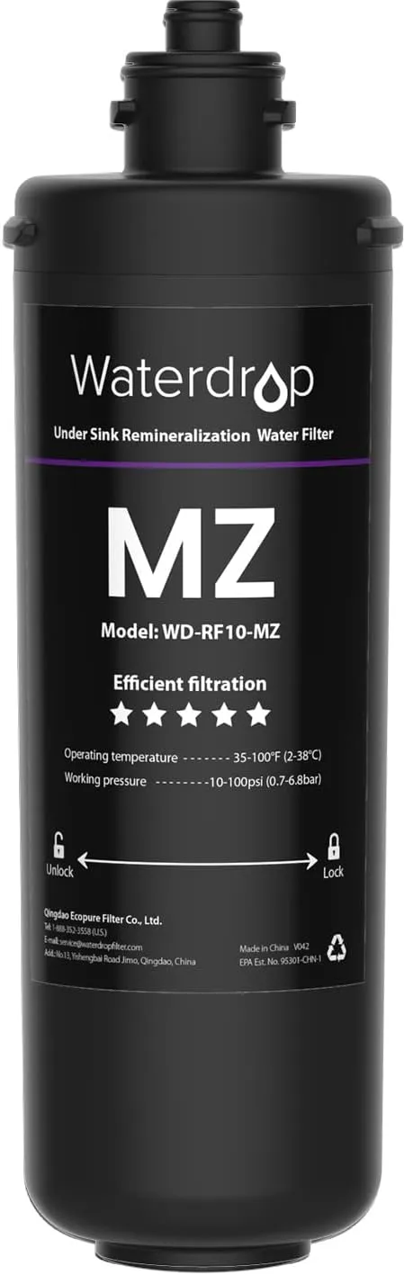 Waterdrop RF10-MZ Replacement Filter Cartridge For 10UB-MZ/10UA/10UB Under Sink Water Filter, 8K Gallons High Capacity