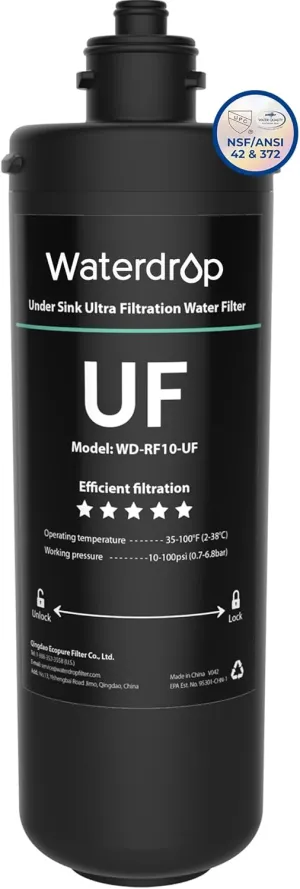 Waterdrop RF10-UF 0.01 Micron Replacement Filter Cartridge For 10UA/10UA-UF/10UB/10UB-UF Under Sink Water Filter, Reduces Lead, Chlorine, Bad Taste & Odor, 11K Gallons High Capacity
