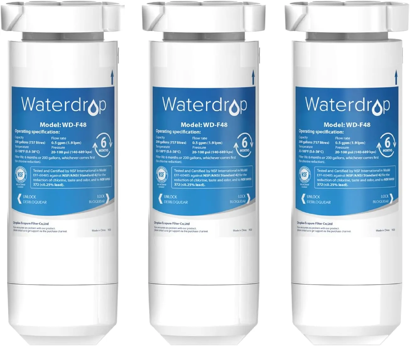 Waterdrop XWF Replacement for GE® XWF Refrigerator, GE® XWF Water Filter, WR17X30702, 3 Filters