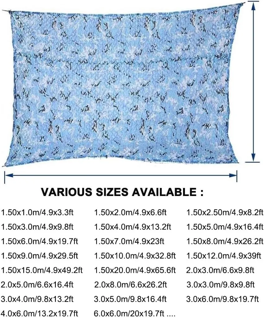 Waterproof Camouflage Net Camo Net Blinds Pergola Tarp Sun Shade Sail 3.2'x3.2',4.9×3.3',4.9×6.6',4.9×8.2',4.9×9.8',4.9×16.4',4.9×65.6',6.6×9.8',6.6×16.4',9.8×9.8',9.8×16.4',20×19.7',39.3'x65.6'