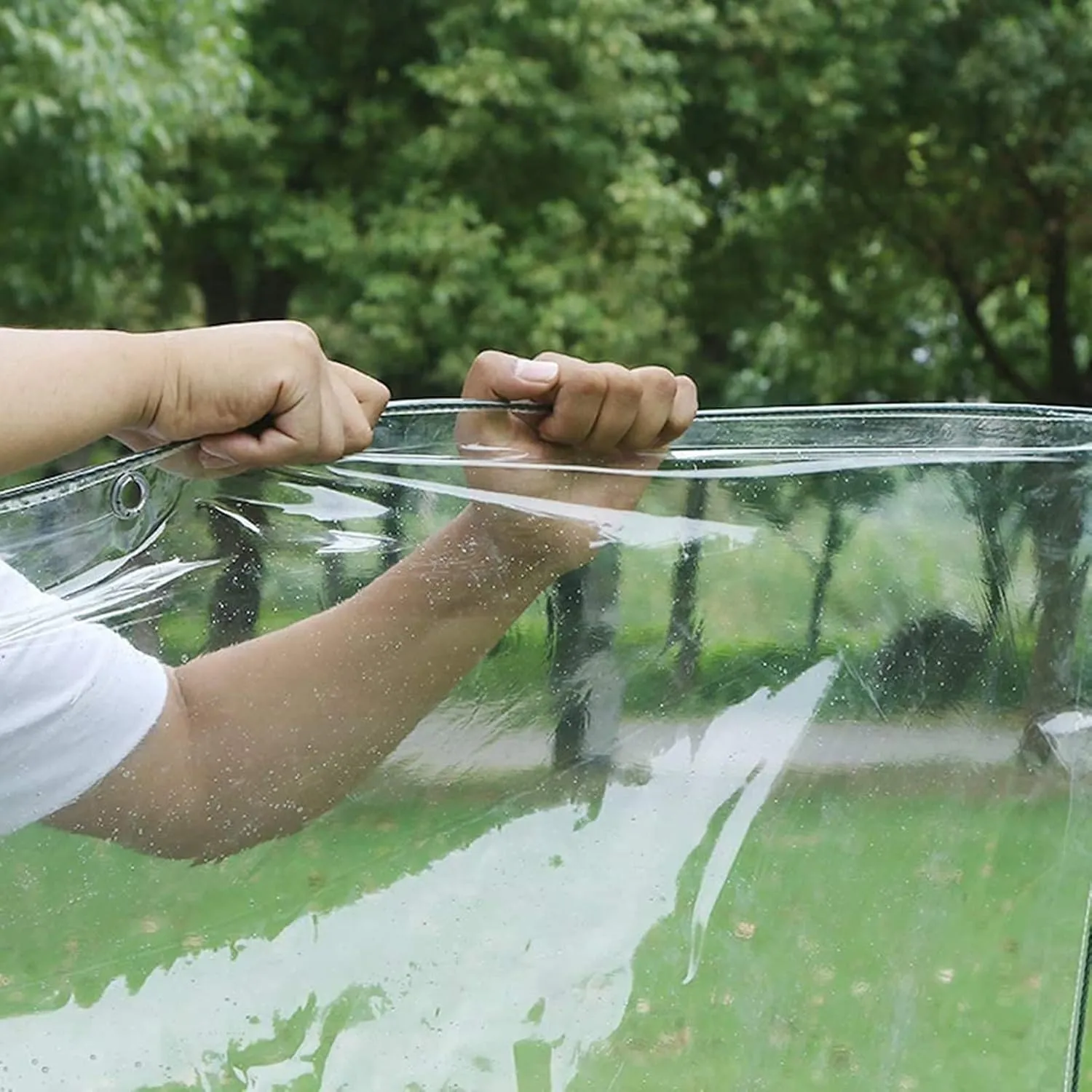Waterproof Clear Tarps for Plants Greenhouse, Pet Hutch Roof, Tarpaulin Transparent Perfect for Curtains, 100% UV & Weather Resistant Vinyl Coated PVC Tarps (1.2x3m/3.94x9.84ft)