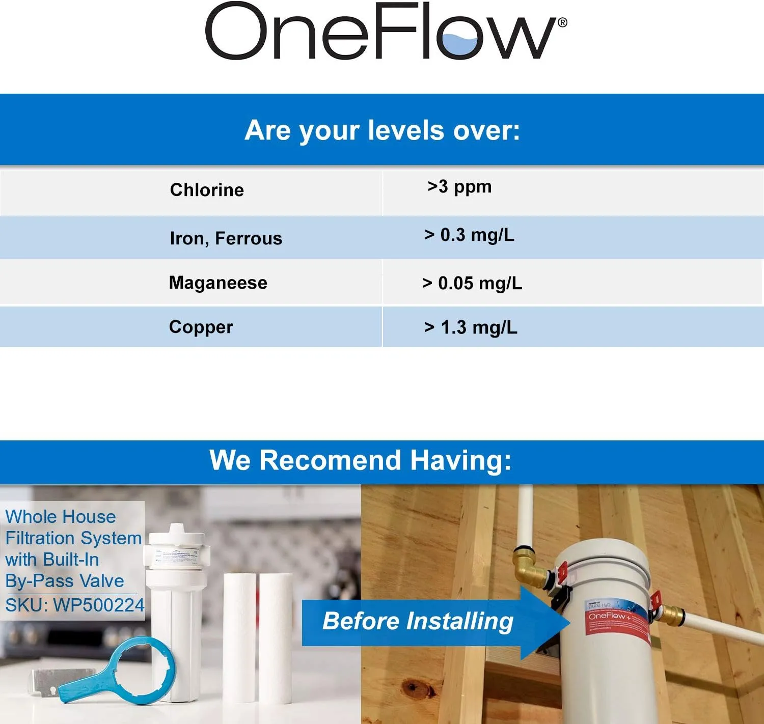 Watts OFPSYS OneFlow Plus Whole House Water Filter System & Water Softener   Watts Premier Whole House 50-Micron Sediment Water Filtration Kit