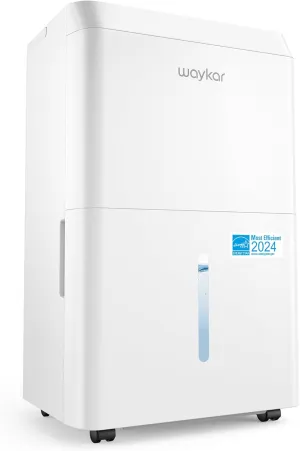 Waykar 80 Pint Energy Star Dehumidifier for Home, Basement, Large Rooms up to 5,000 Sq. Ft. - Auto Defrost, Ultra Quiet(40 dB), Auto Comfort Mode, with Drain Hose & Water Tank